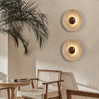 Applique murale moderne Radley en Noyer et travertin jaune