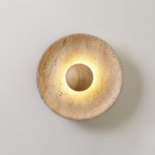 Applique murale moderne Radley en Bois et travertin jaune