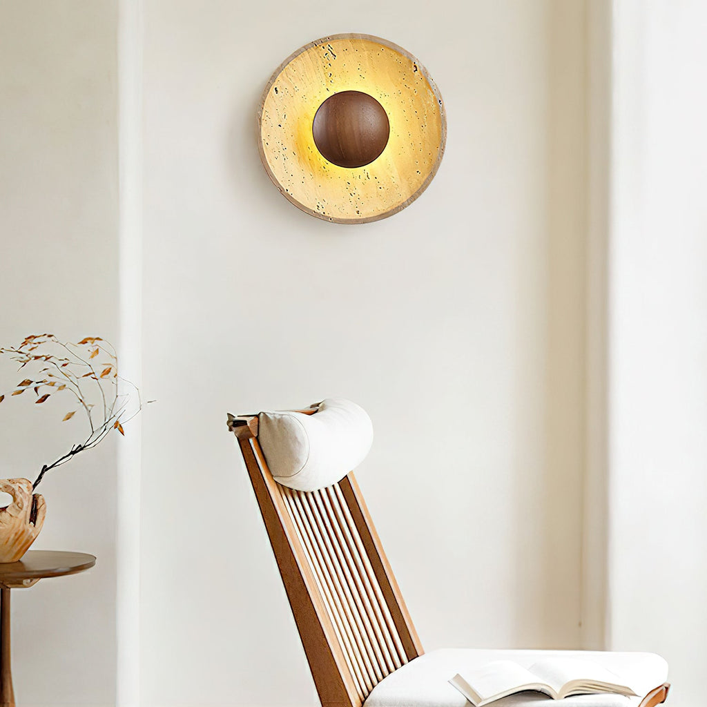 Applique murale moderne Radley en Bois et travertin jaune
