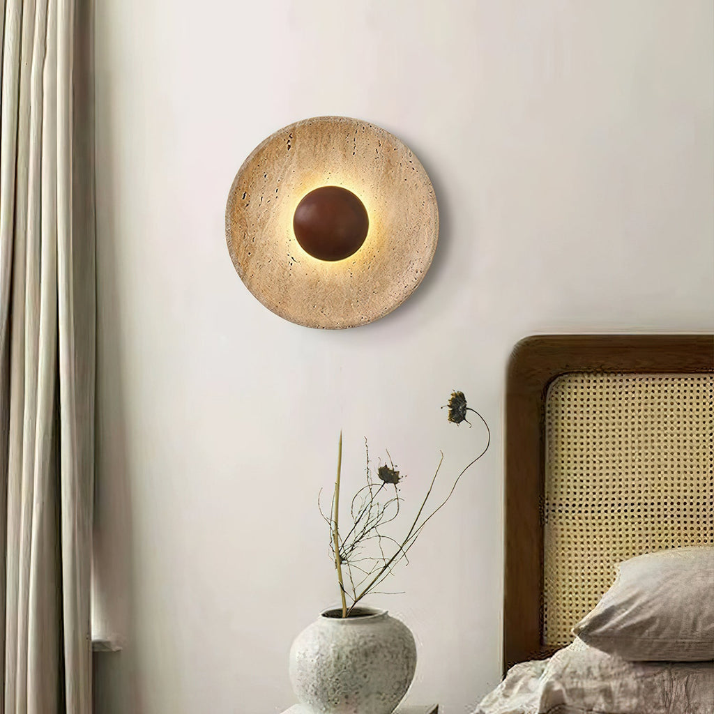 Applique murale moderne Radley en Bois et travertin jaune
