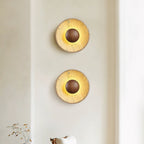 Applique murale moderne Radley en Noyer et travertin jaune