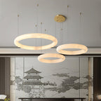 Lustre moderne Vero en Albâtre Blanc et doré