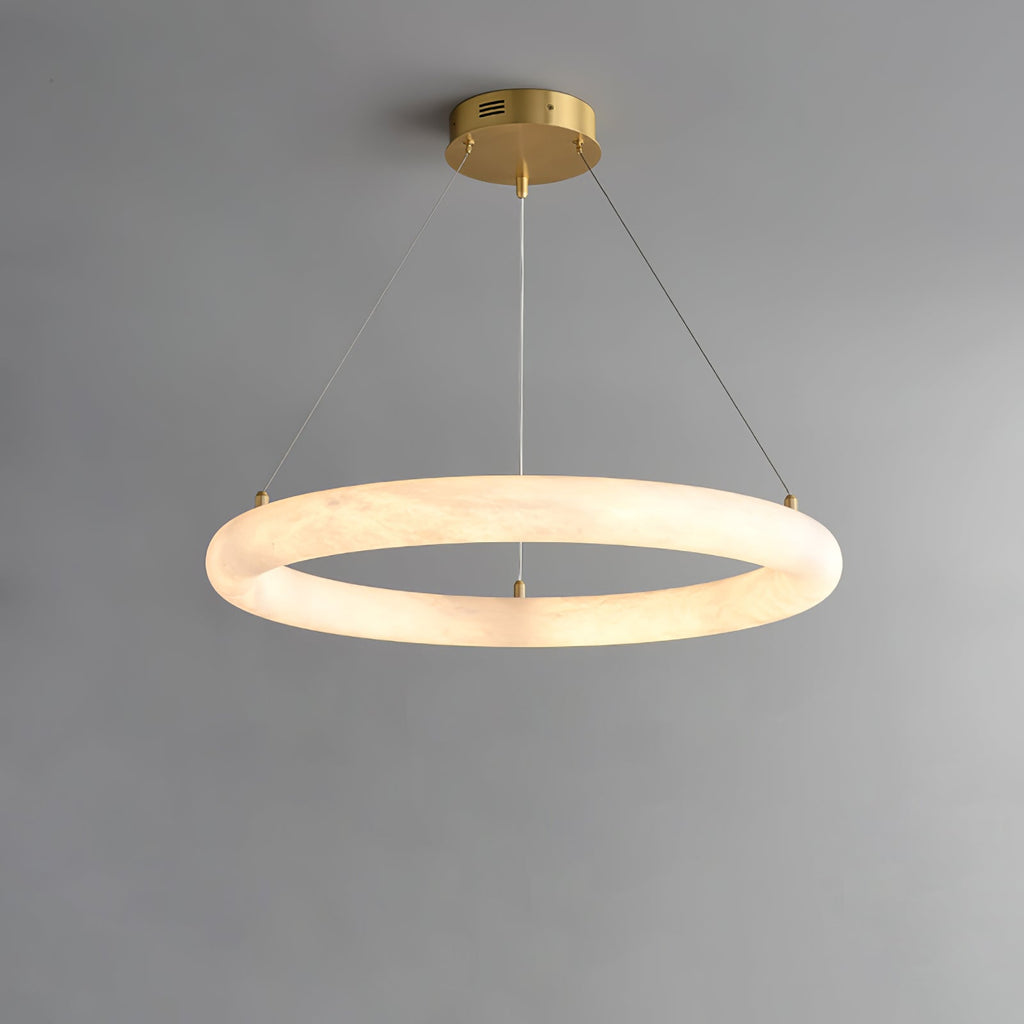 Lustre moderne Vero en Albâtre Blanc et doré
