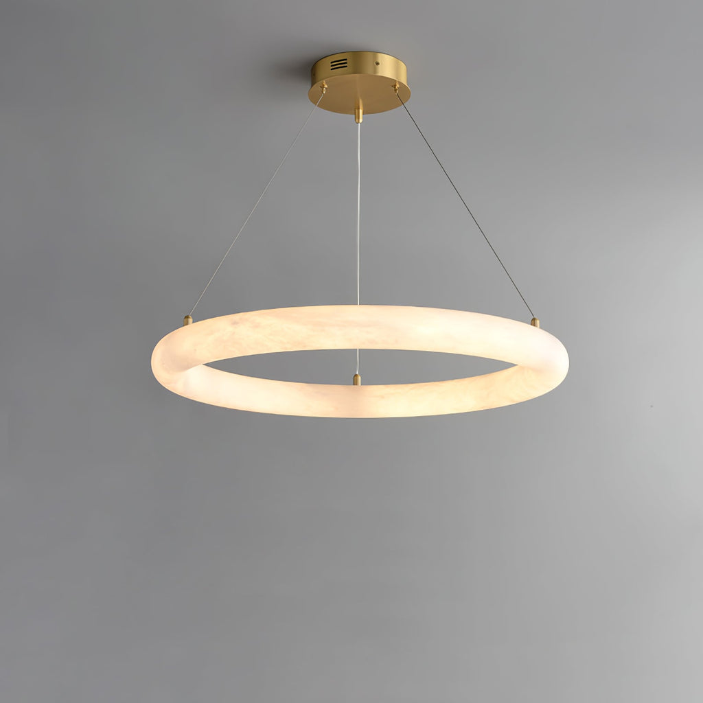 Lustre moderne Vero en Albâtre Blanc et doré