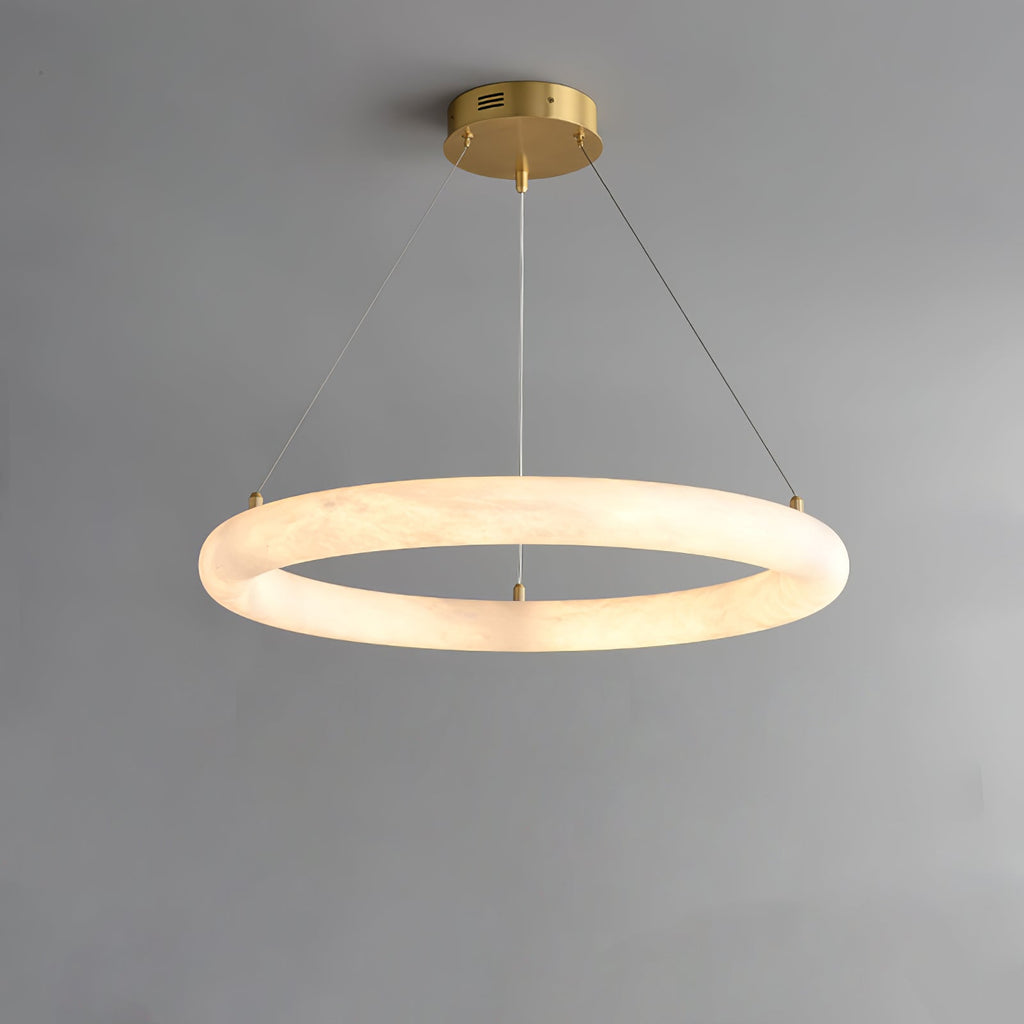 Lustre moderne Vero en Albâtre Blanc et doré