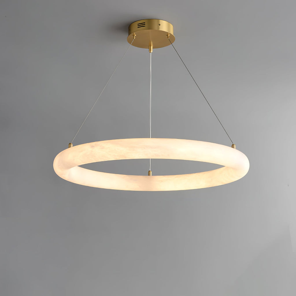 Lustre moderne Vero en Albâtre Blanc et doré