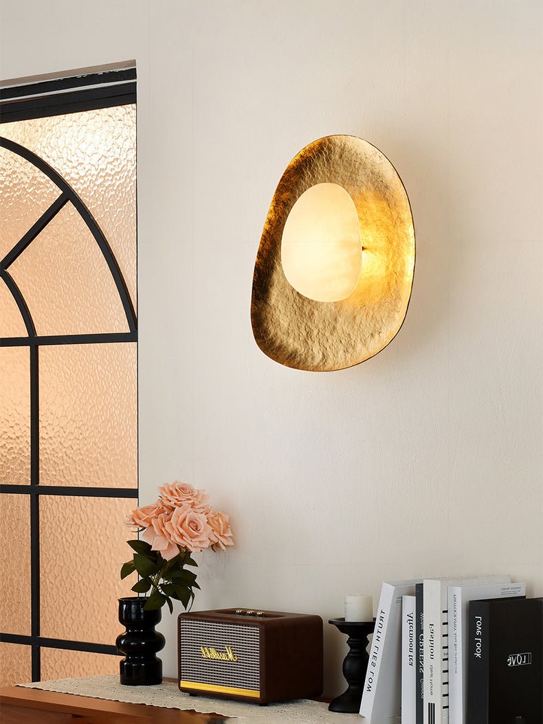 Applique murale moderne Brent en Albâtre Laiton et blanc