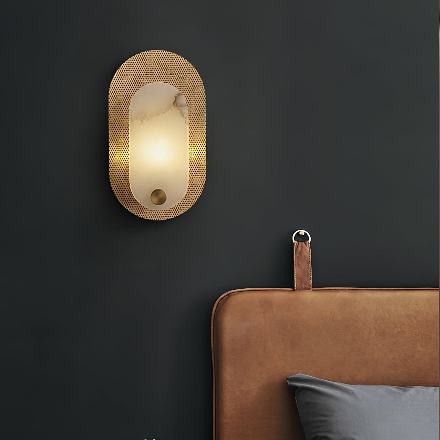 Applique murale moderne Erp en Albâtre Laiton et blanc
