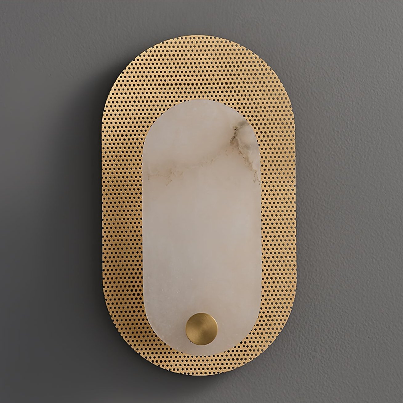 Applique murale moderne Erp en Albâtre Laiton et blanc