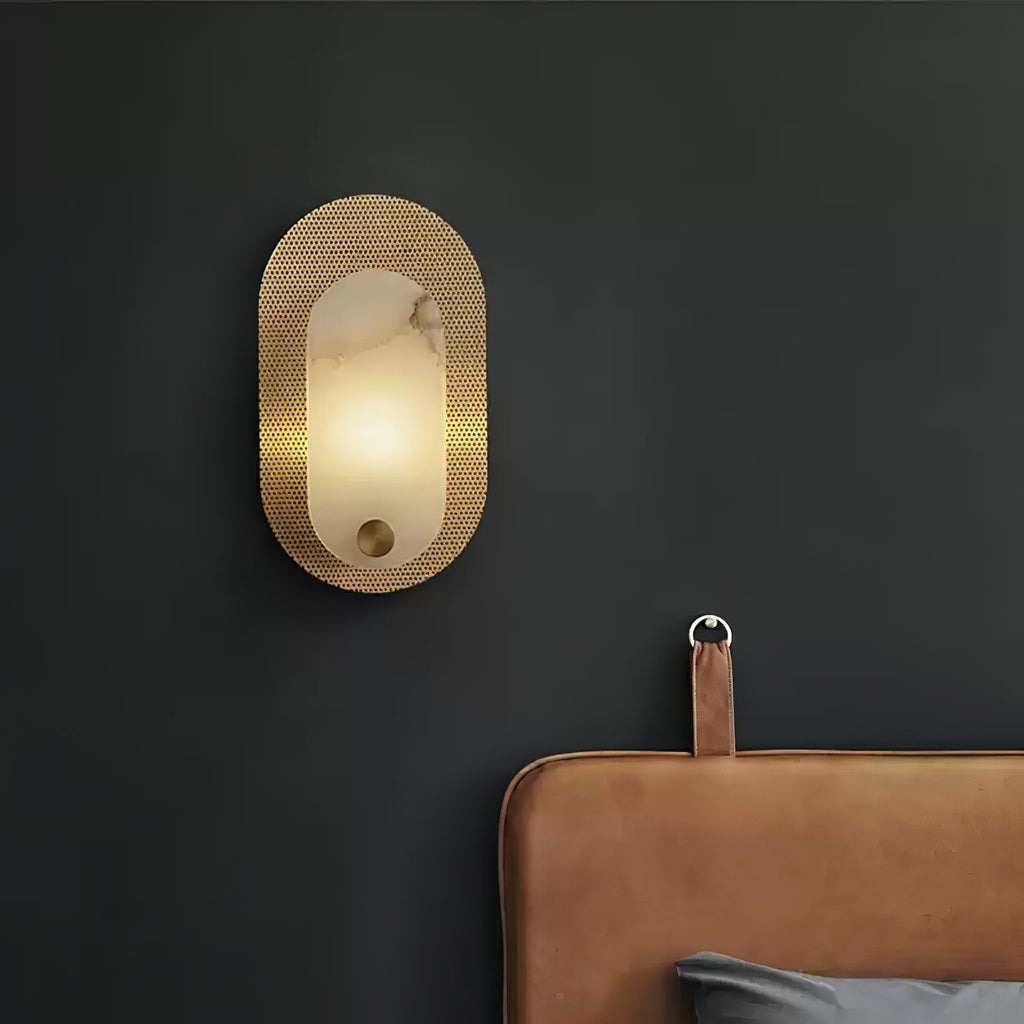 Applique murale moderne Erp en Albâtre Laiton et blanc
