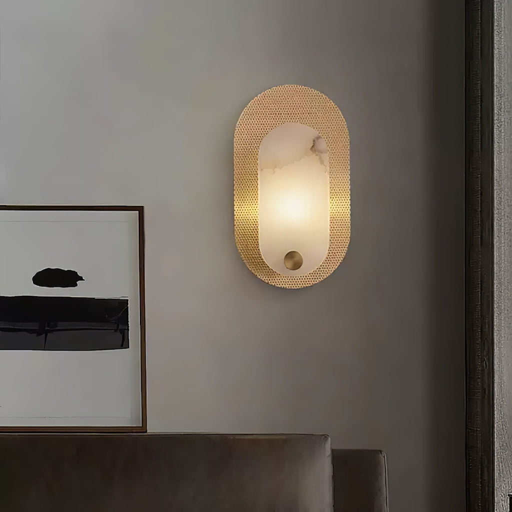 Applique murale moderne Erp en Albâtre Laiton et blanc