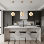 Suspension moderne Walder en Albâtre Or et blanc