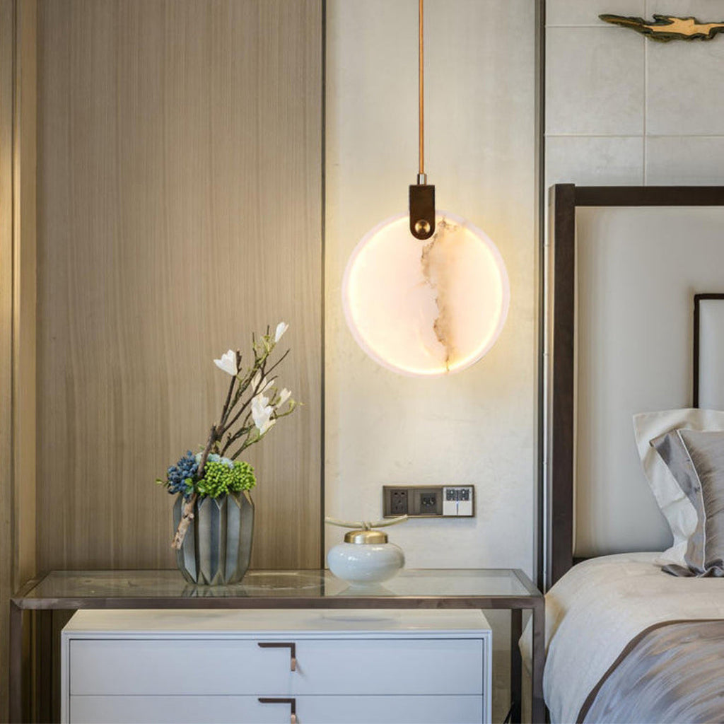 Suspension moderne Walder en Albâtre Or et blanc