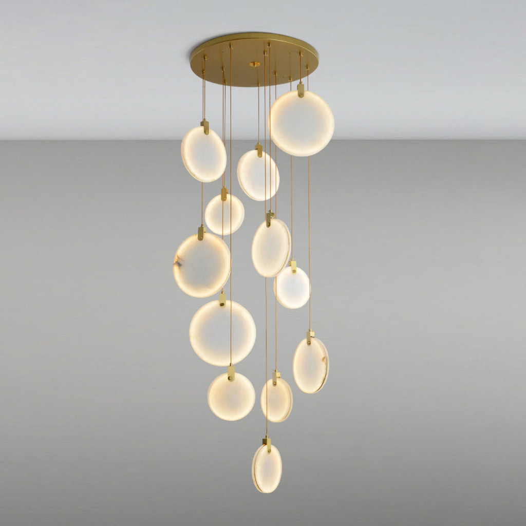 Suspension moderne Walder en Albâtre Or et blanc