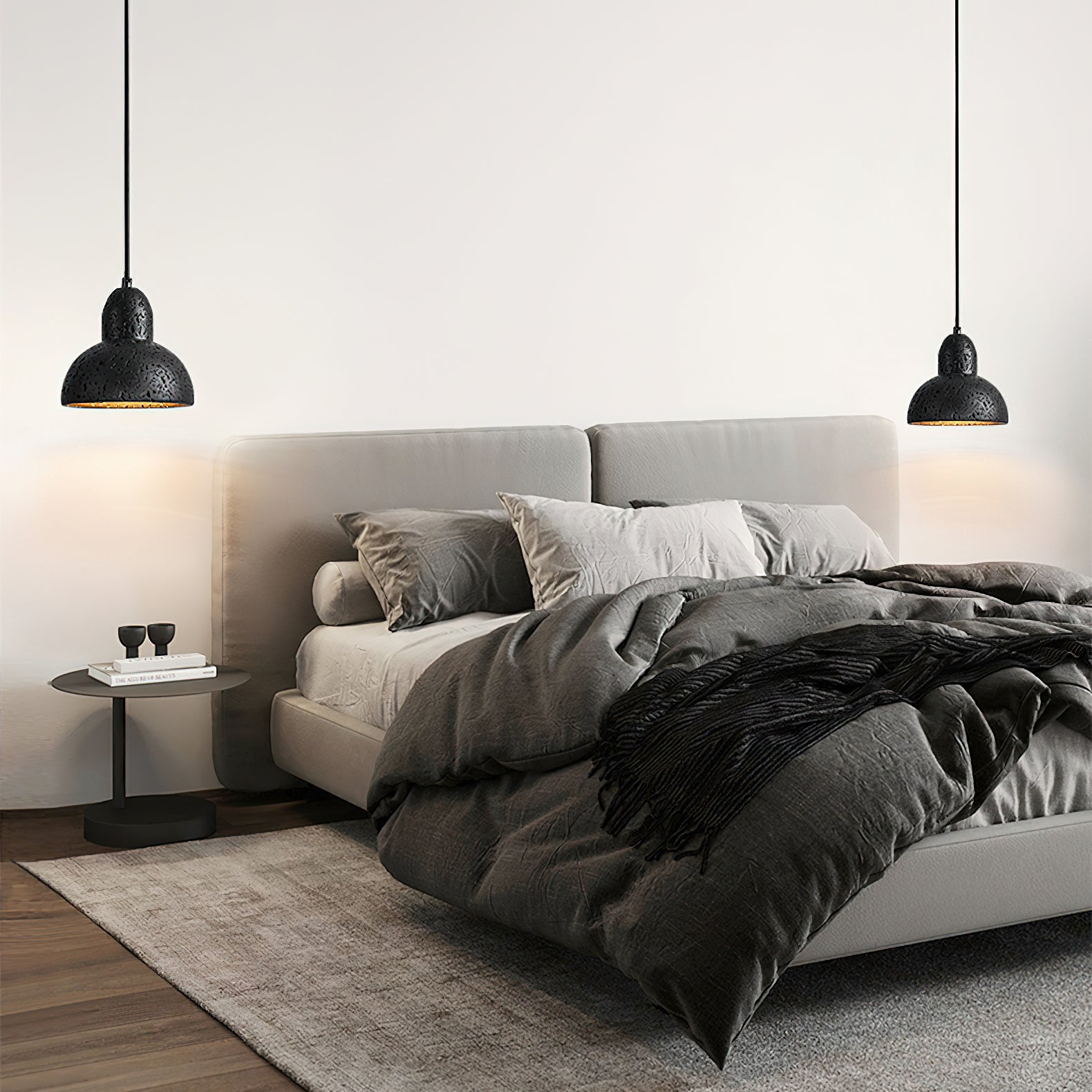 Suspension moderne Erland en Noir travertin
