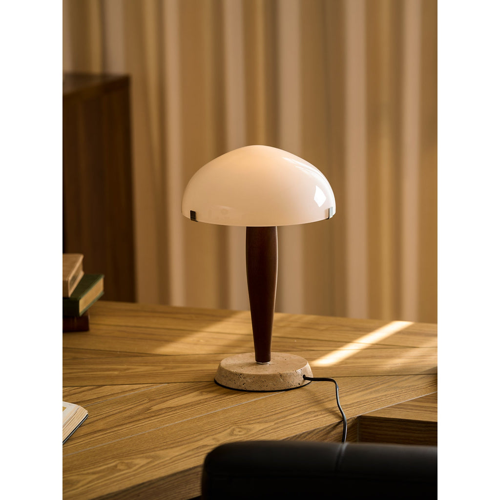 Lampe à poser moderne Magnar en Marbre Foncé noyer et blanc