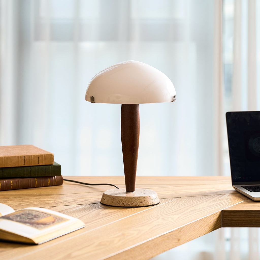 Lampe à poser moderne Magnar en Marbre Foncé noyer et blanc