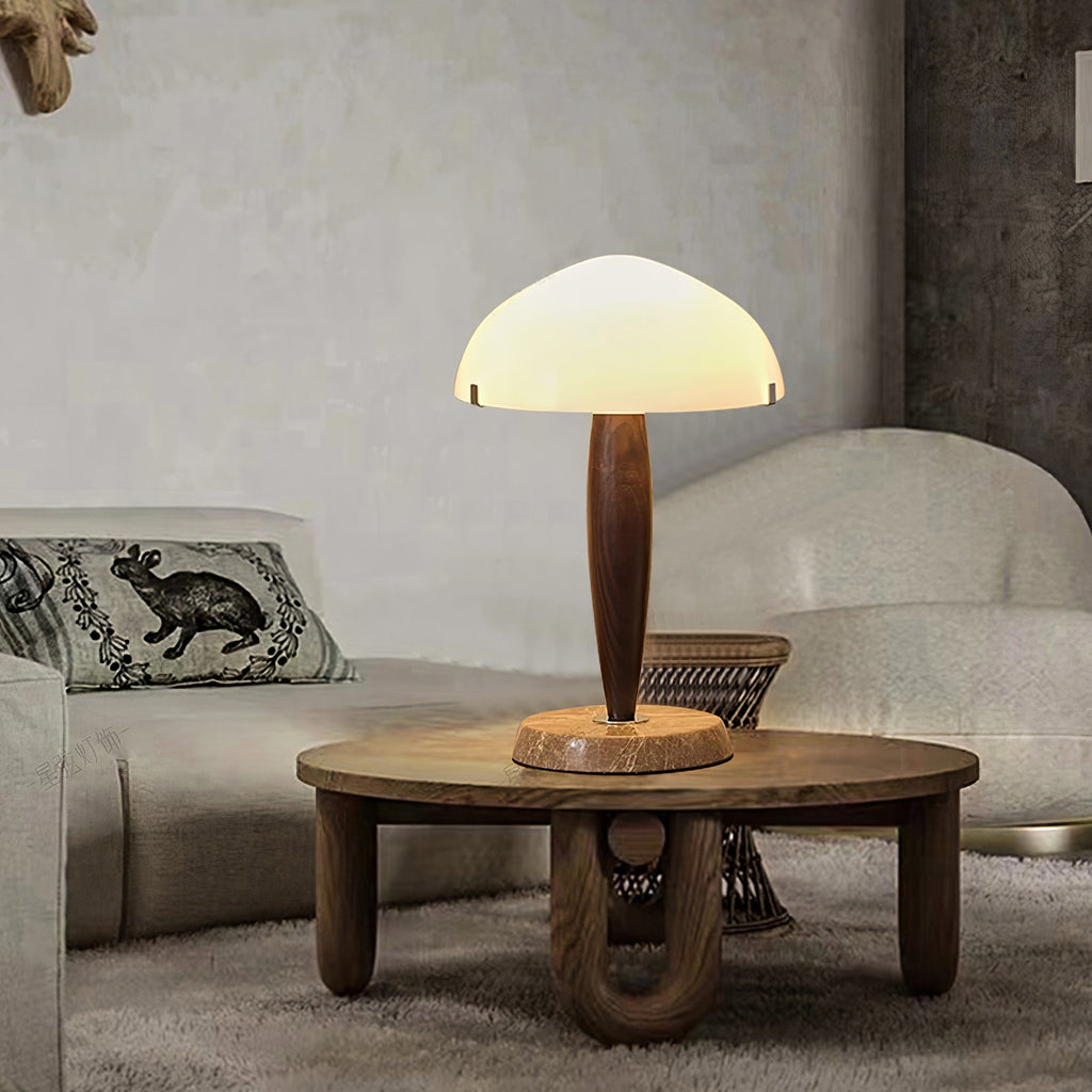 Lampe à poser moderne Magnar en Marbre Foncé noyer et blanc