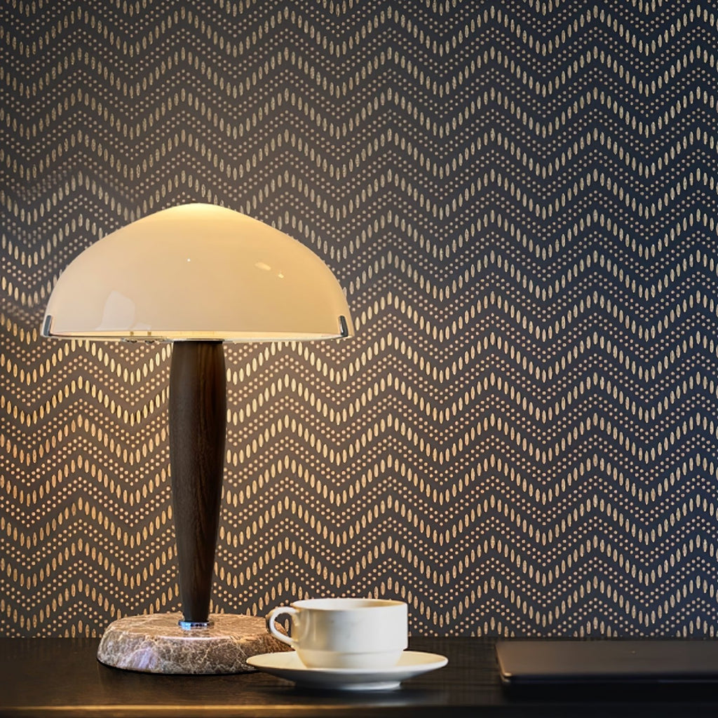 Lampe à poser moderne Magnar en Marbre Foncé noyer et blanc