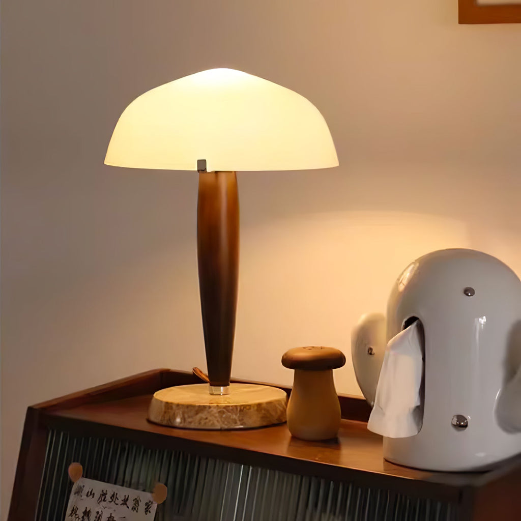Lampe à poser moderne Magnar en Marbre Foncé noyer et blanc