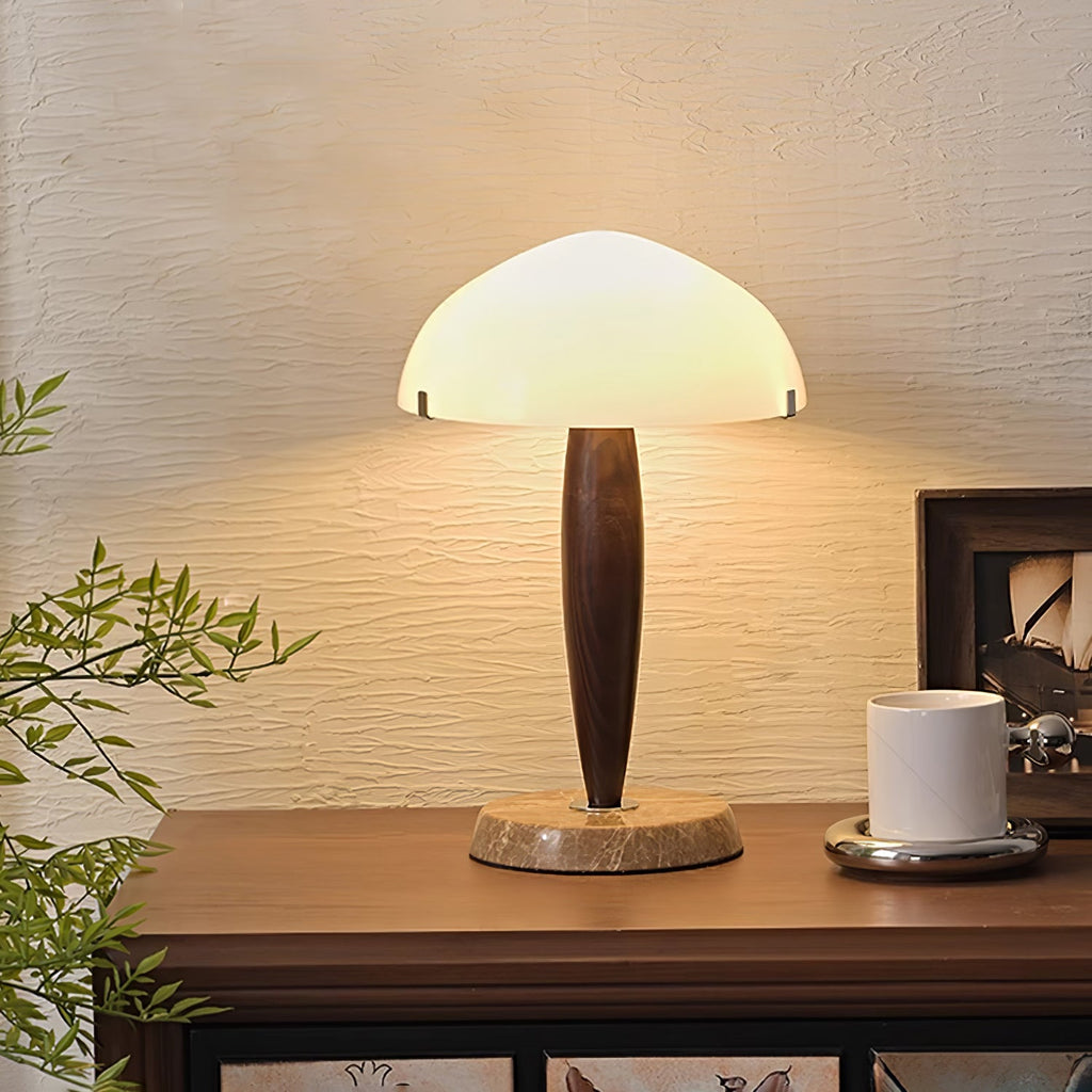 Lampe à poser moderne Magnar en Marbre Foncé noyer et blanc
