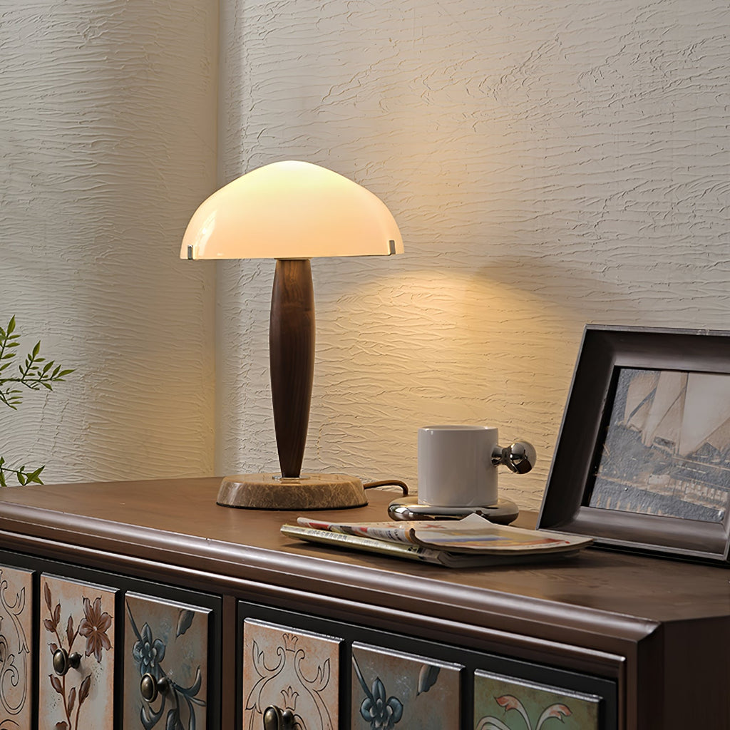 Lampe à poser moderne Magnar en Marbre Foncé noyer et blanc