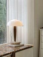 Lampe à poser moderne Magnar en Marbre Foncé noyer et blanc