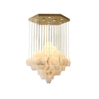Lustre moderne Hlynur en Albâtre Or et blanc