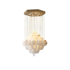 Lustre moderne Hlynur en Albâtre Or et blanc