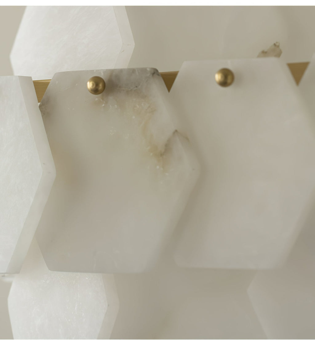 Suspension moderne Norse en Albâtre Or et blanc