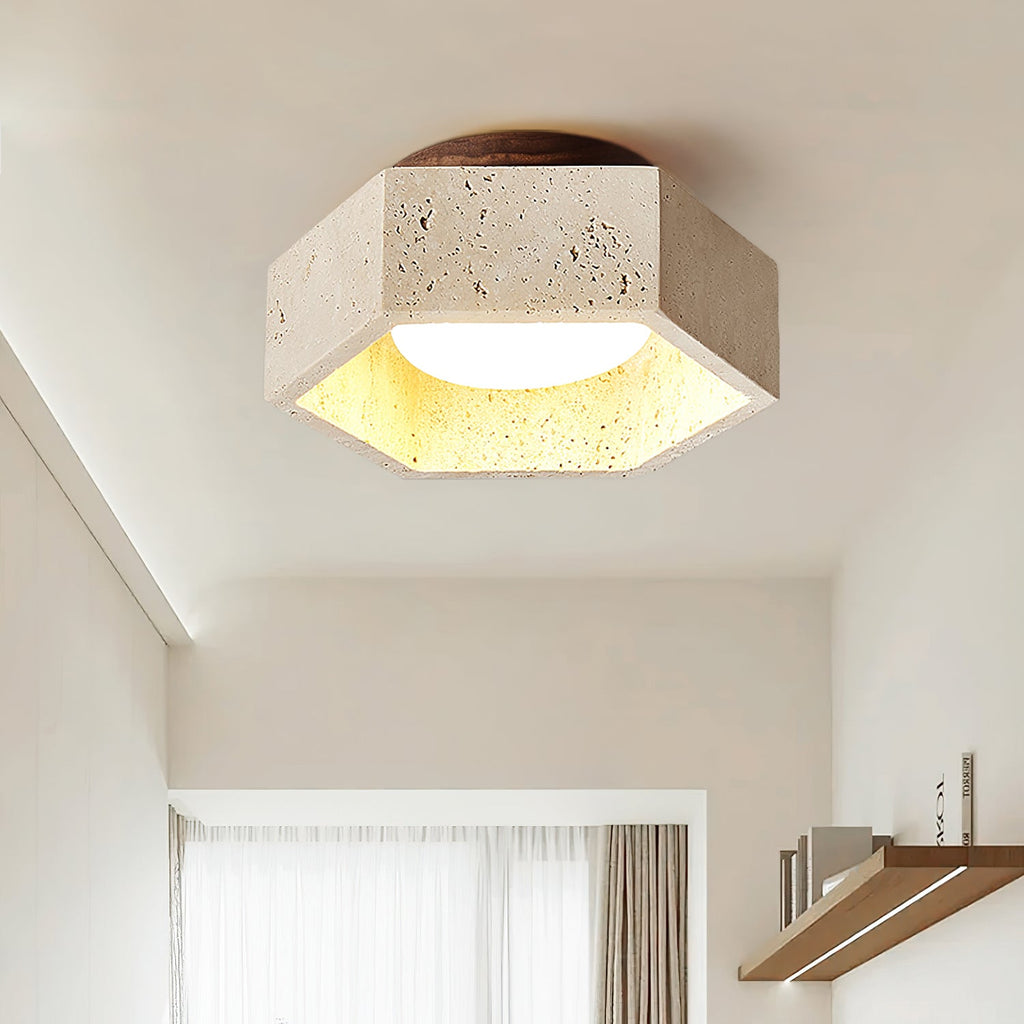 Plafonnier moderne Haldan en Travertin jaune