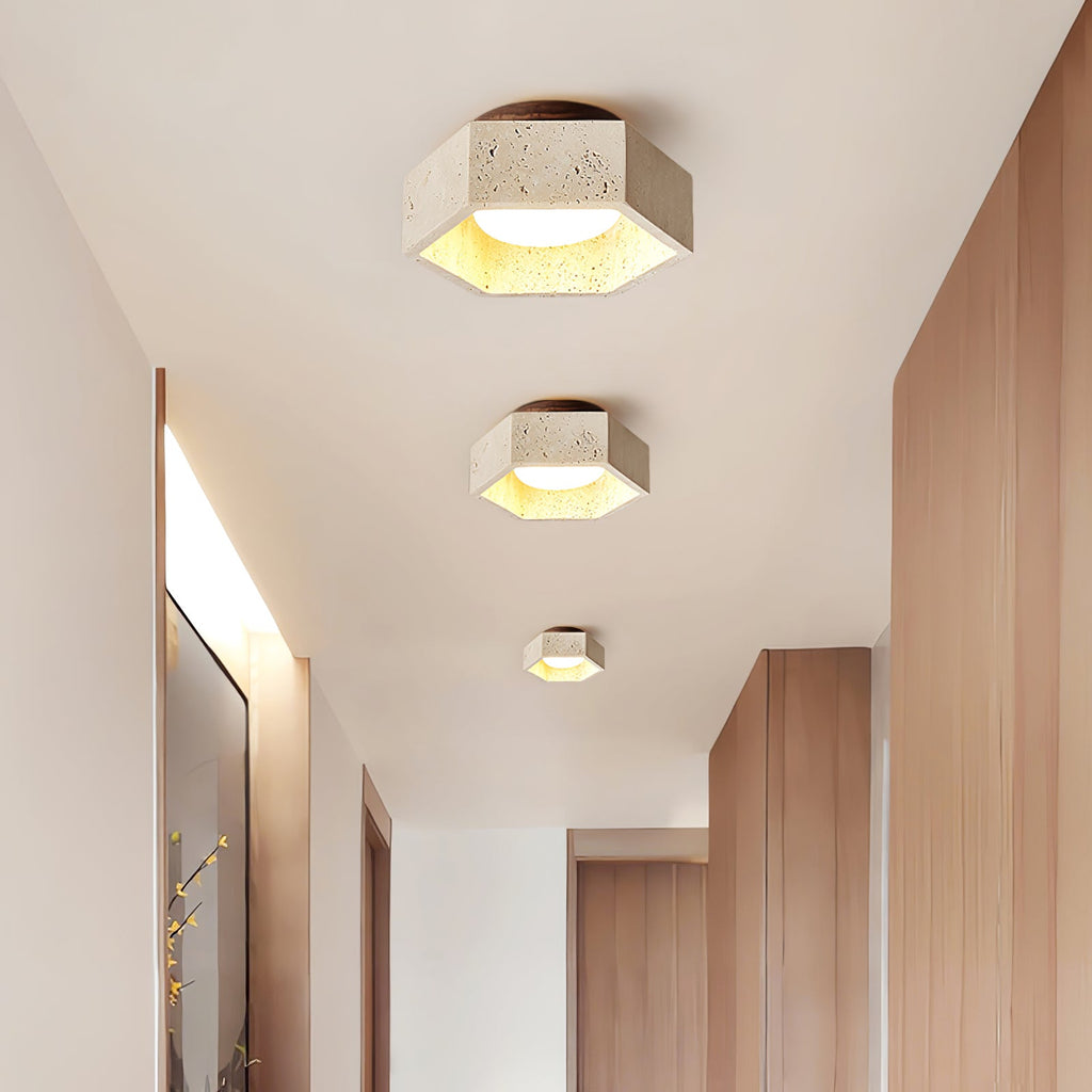 Plafonnier moderne Haldan en Travertin jaune