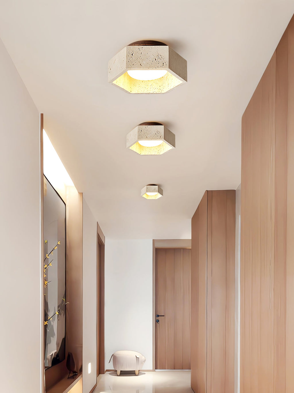 Plafonnier moderne Haldan en Travertin jaune
