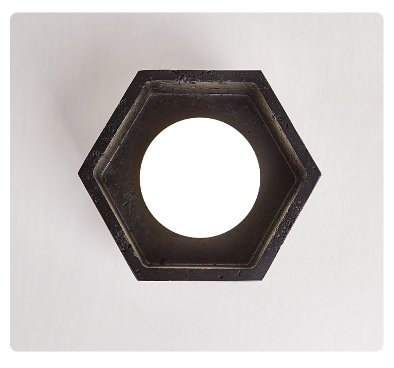Plafonnier moderne Thorgeir en Noir travertin et noyer bois