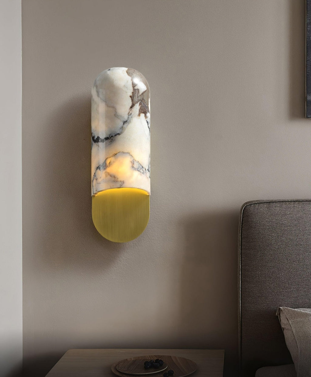 Applique murale moderne Zayne en Marbre Blanc et noir