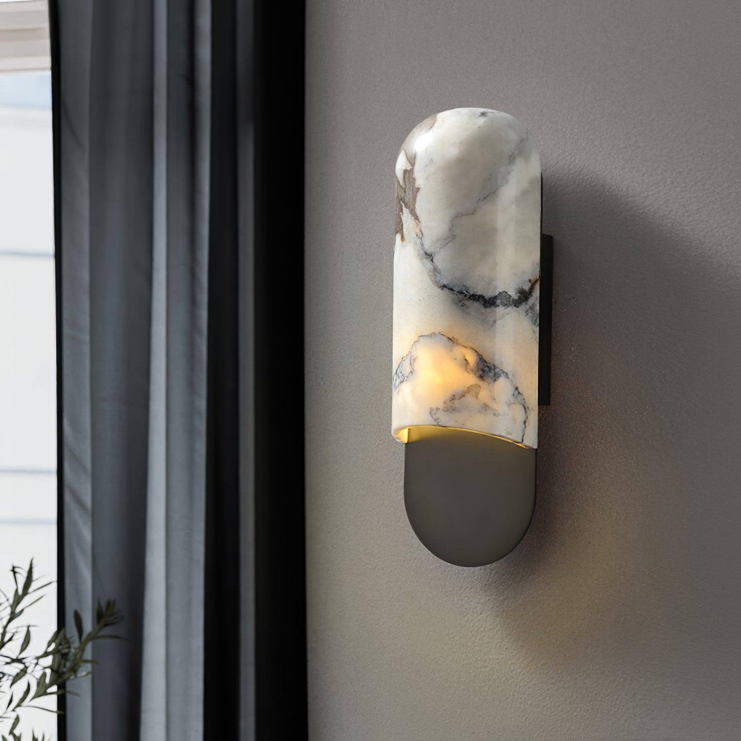 Applique murale moderne Zayne en Marbre Blanc et doré