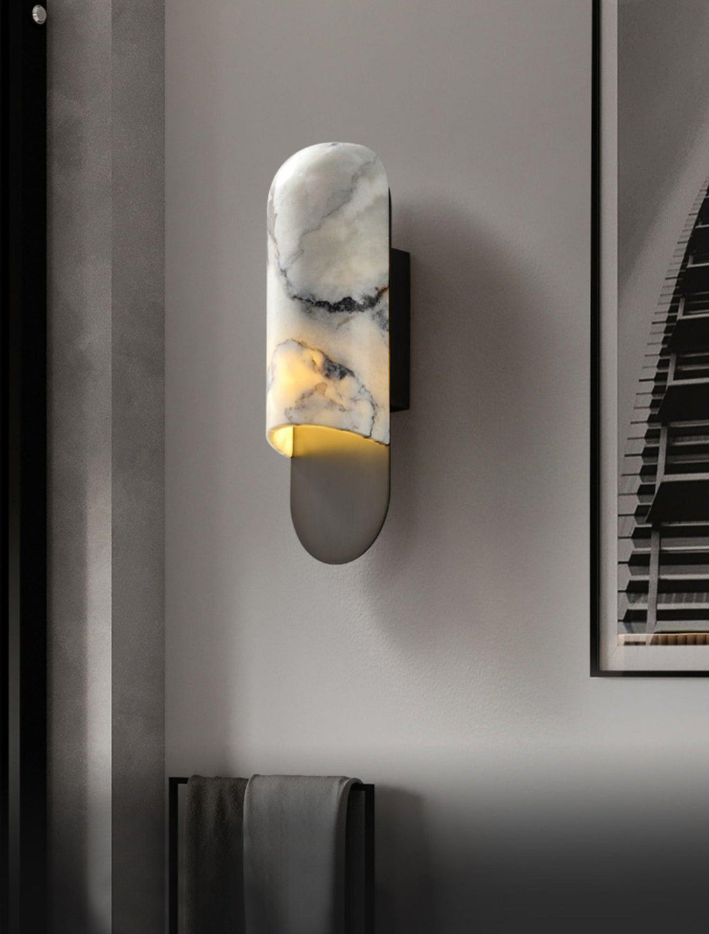 Applique murale moderne Zayne en Marbre Blanc et doré