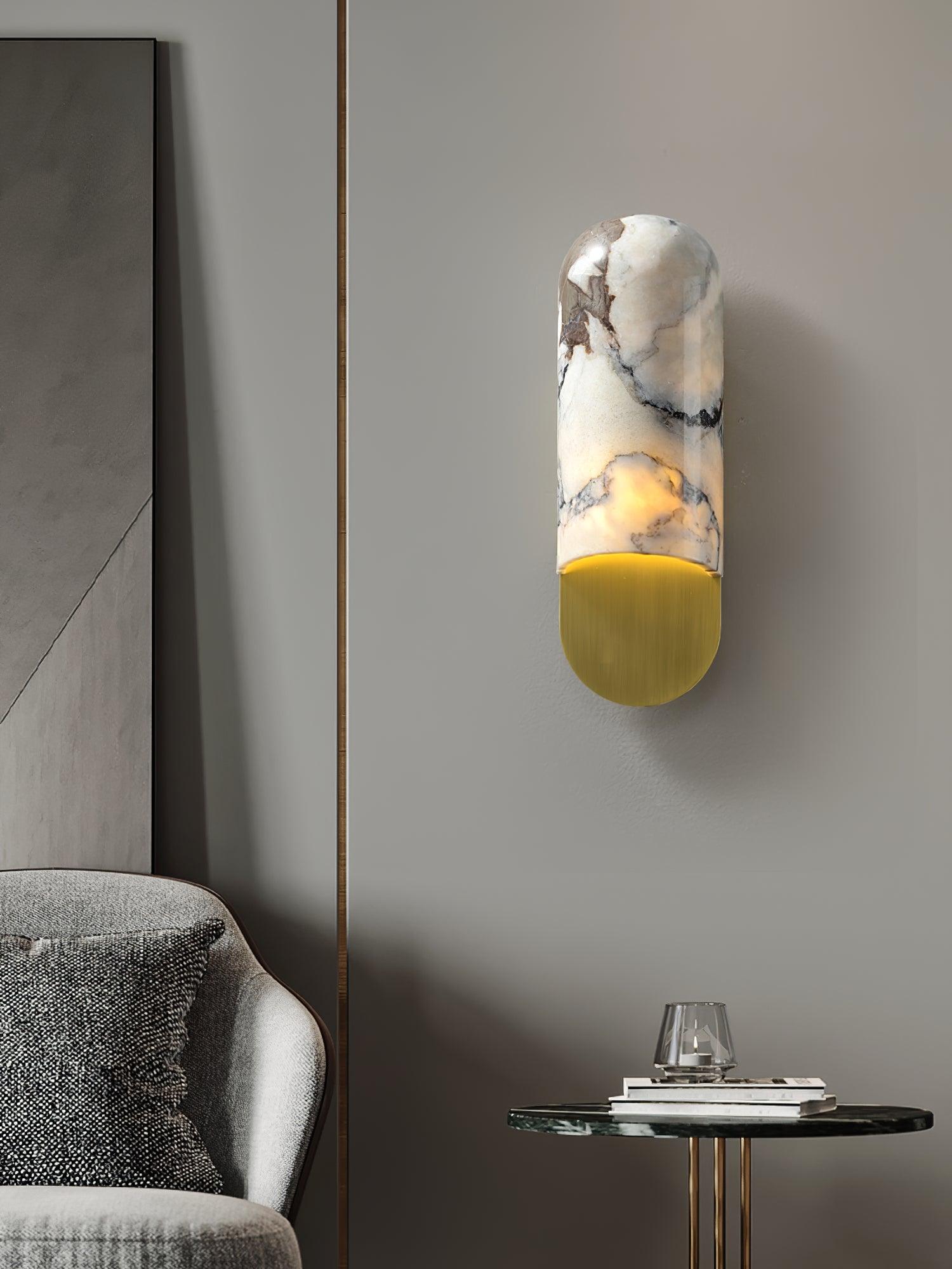 Applique murale moderne Zayne en Marbre Blanc et doré