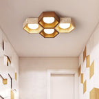 Plafonnier moderne Seaton en Bois et travertin jaune