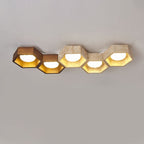 Plafonnier moderne Seaton en Noyer et travertin jaune