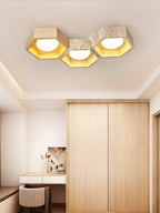 Plafonnier moderne Seaton en Bois et travertin jaune