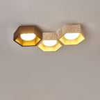 Plafonnier moderne Seaton en Noyer et travertin jaune