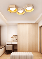 Plafonnier moderne Seaton en Noyer et travertin jaune