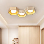 Plafonnier moderne Seaton en Noyer et travertin jaune