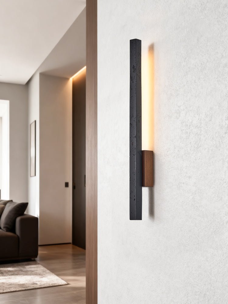 Applique murale moderne Ben en Noir travertin et noyer bois