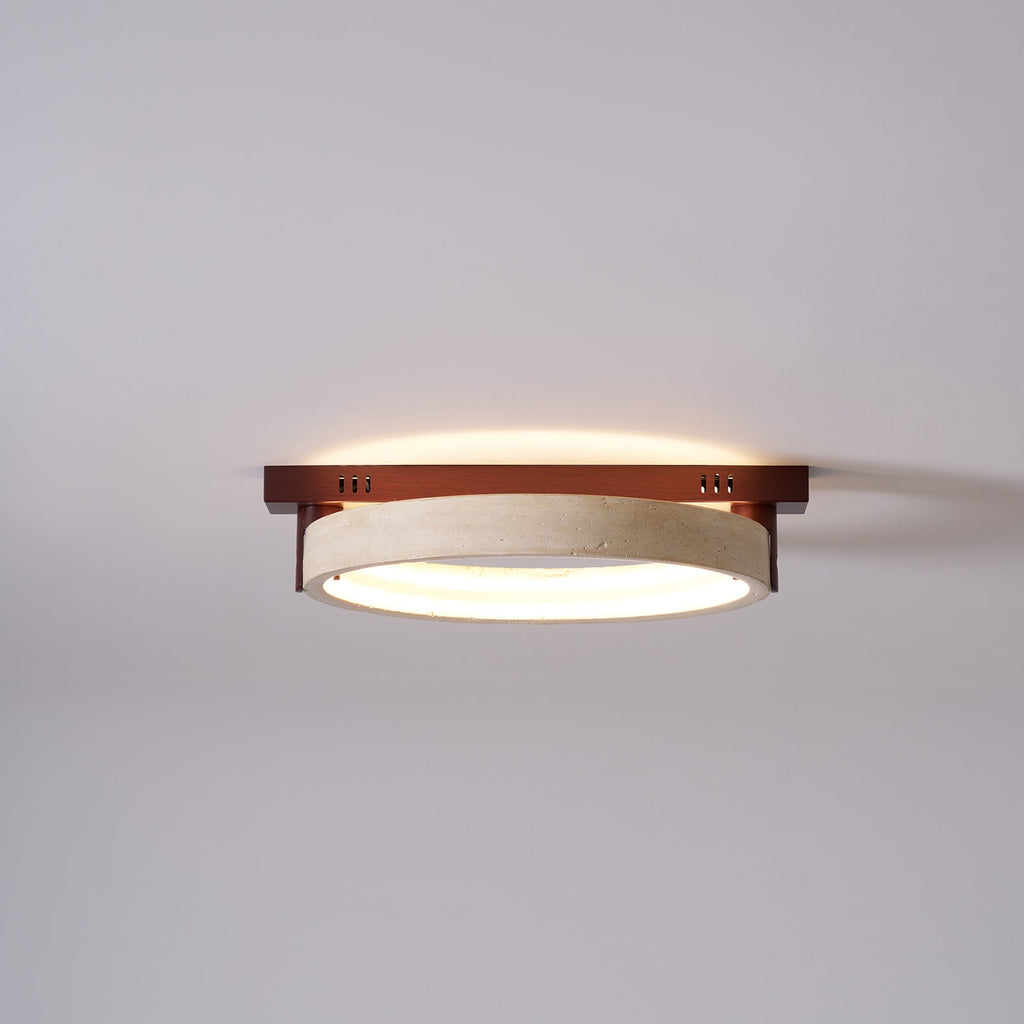 Plafonnier moderne Eelis en Travertin jaune et noyer