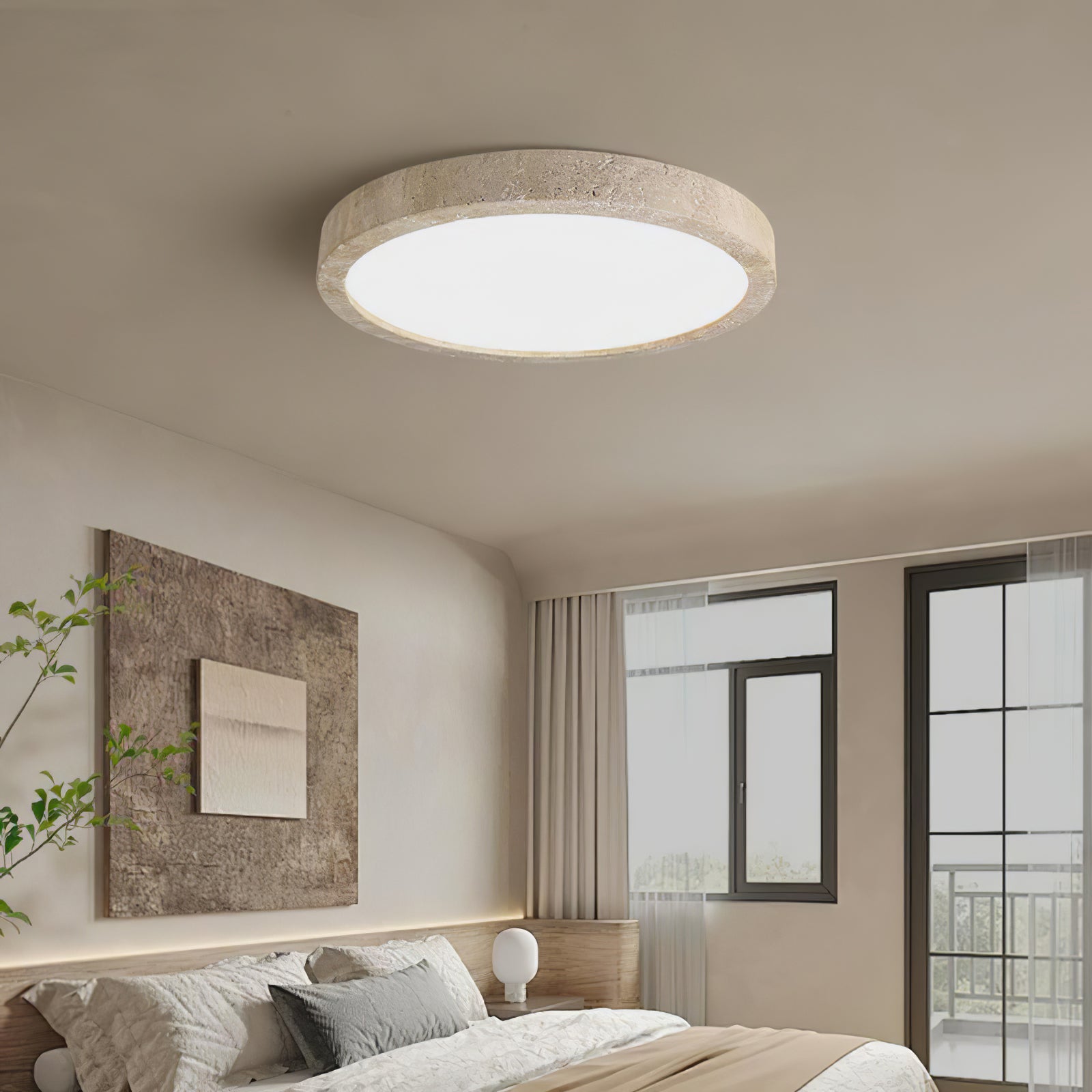 Plafonnier moderne Gannon en Travertin jaune et blanc
