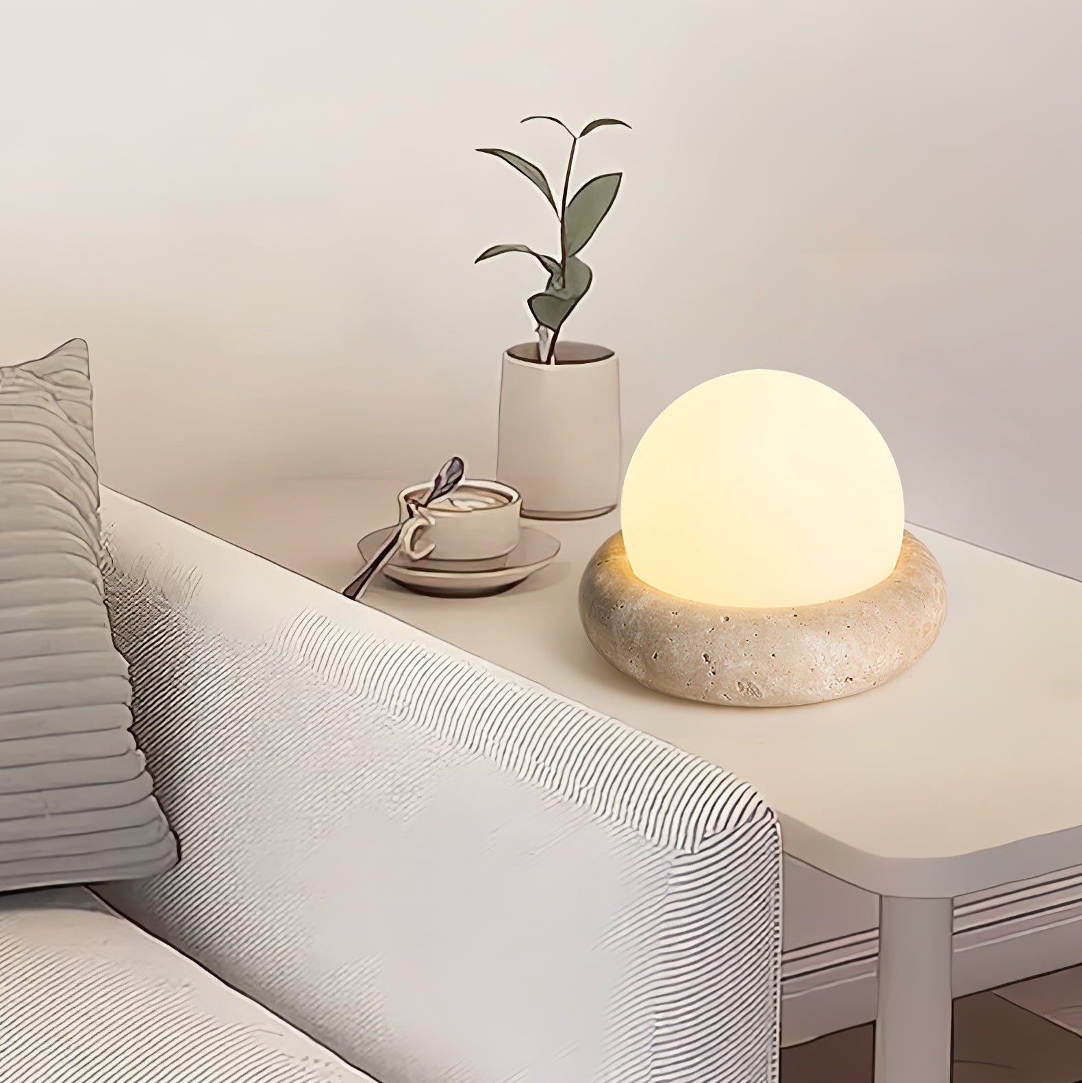 Lampe à poser moderne August en Travertin