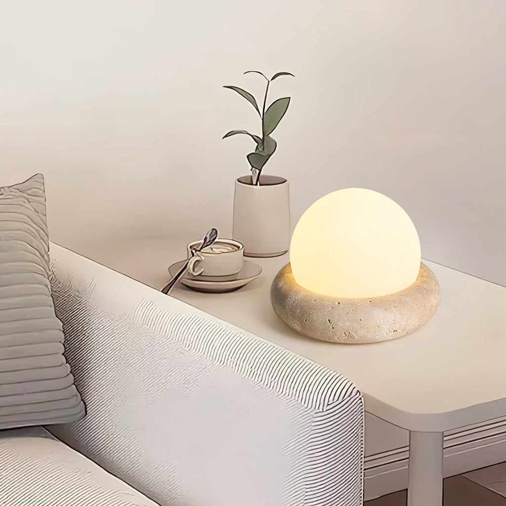 Lampe à poser moderne August en Travertin