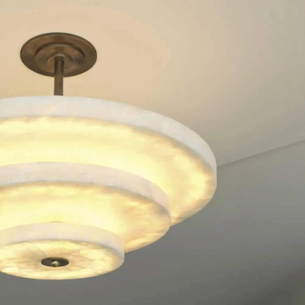 Lustre moderne Oran en Albâtre Bronze et blanc